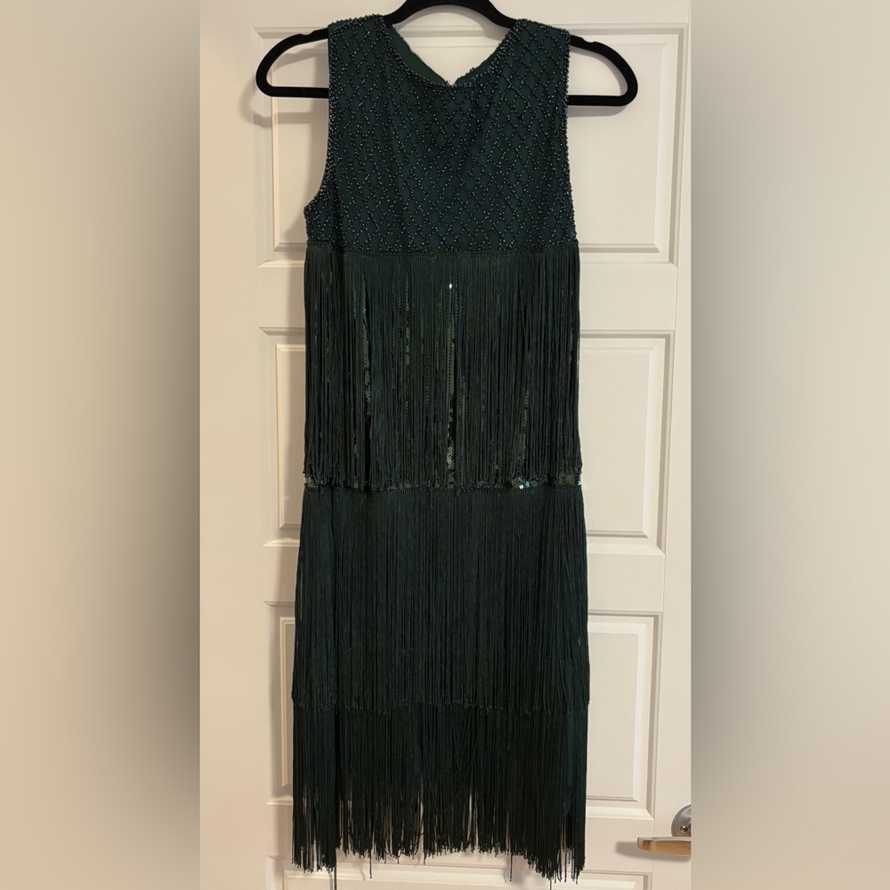 PRE-OWNED Babeyond Great Gatsby Elegant Green Fringe Dress | M
